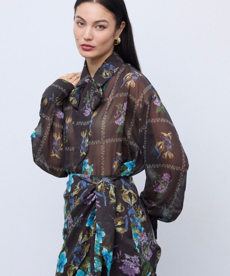 Alternative view of Mocha Blossom Mini Wrap Skirt