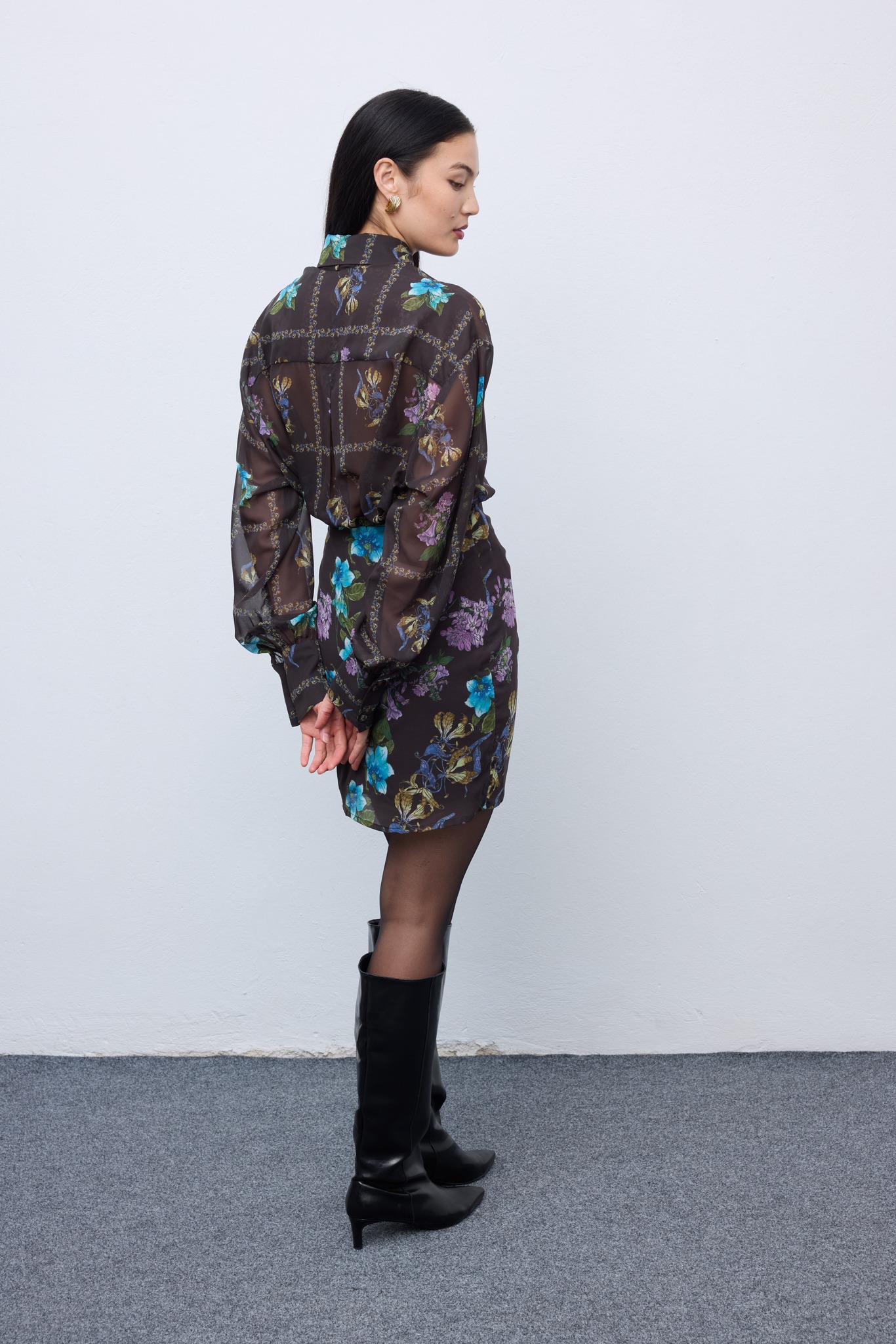 Mocha Blossom Mini Wrap Skirt - Image 4